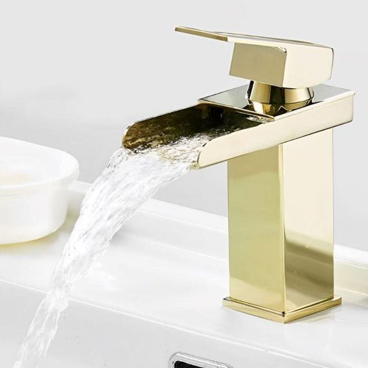 Torneira Minimalista Lift Inox - Monocomando para Lavabo ### Conceito Dourado 