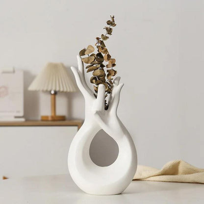 Vaso Decorativo Abstrato Hands YuDome Branco 
