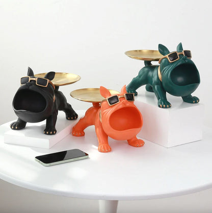 Escultura Bulldog Francês Decor Cool (Suporte Duplo) aparador chave Conceito 