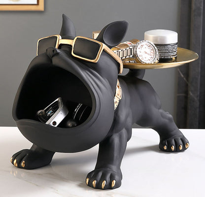 Escultura Bulldog Francês Decor Cool (Suporte Duplo) aparador chave Conceito Preto 