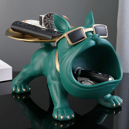 Escultura Bulldog Francês Decor Cool (Suporte Duplo) aparador chave Conceito Verde 