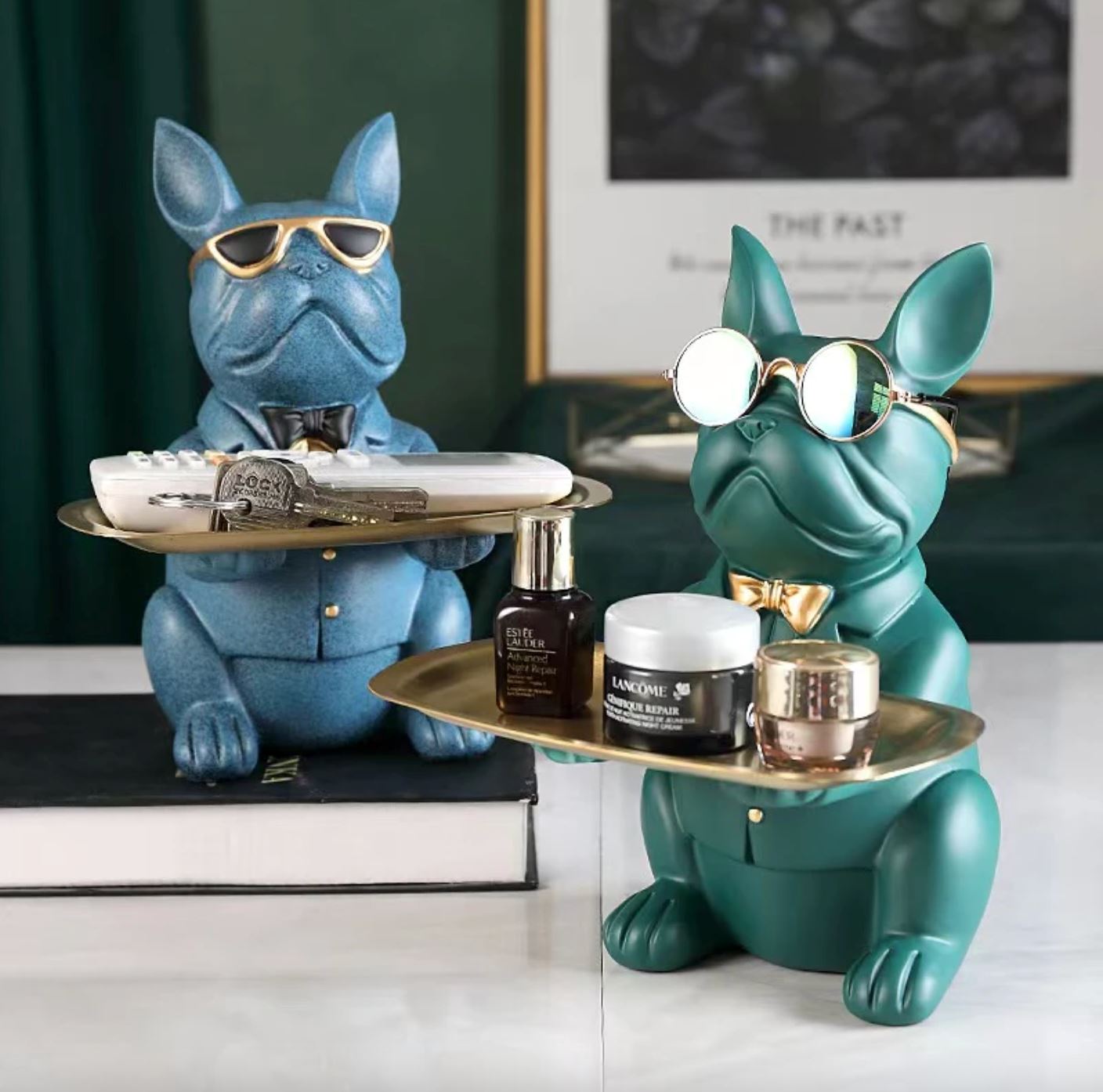 Escultura Bulldog Francês Mordomo aparador chave Conceito 
