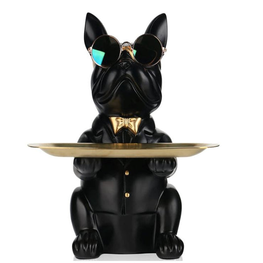 Escultura Bulldog Francês Mordomo aparador chave Conceito Preto 