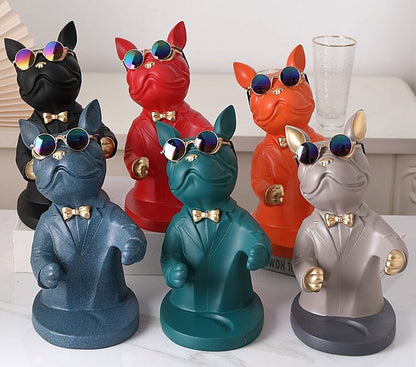 Escultura Bulldog Francês Porta Vinho Conceito 