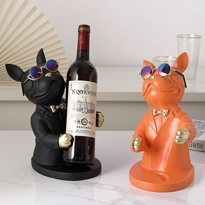 Escultura Bulldog Francês Porta Vinho Conceito 