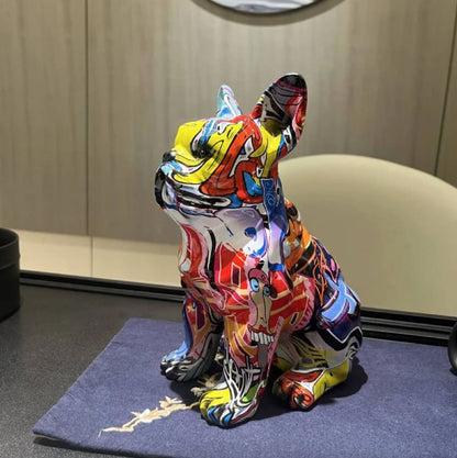 Escultura Bulldog Francês Sentado Grafite Street & Colors projeto-150 Street 