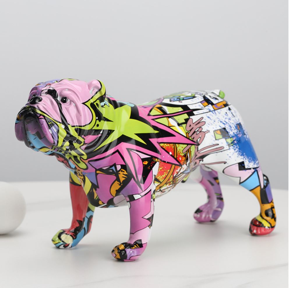 Escultura Bulldog Inglês Grafite Street & Colors Conceito Street 2 