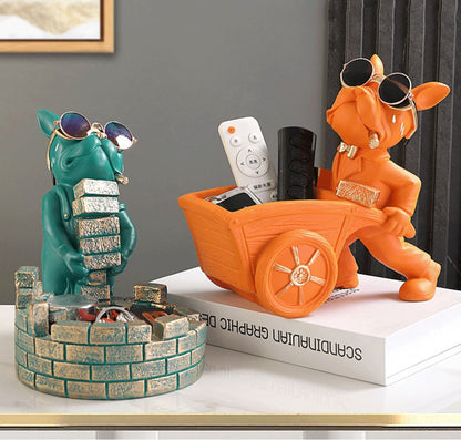 Escultura Bulldog Mordomo Construtor aparador chave Conceito 