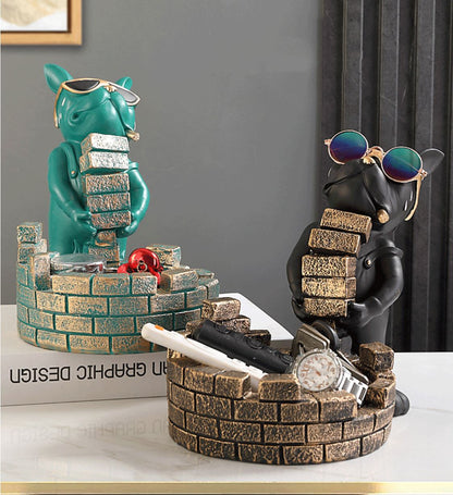 Escultura Bulldog Mordomo Construtor aparador chave Conceito 
