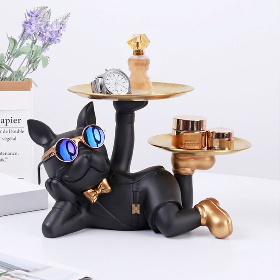 Escultura Decor Nice Bulldog Francês aparador chave Conceito Preto 