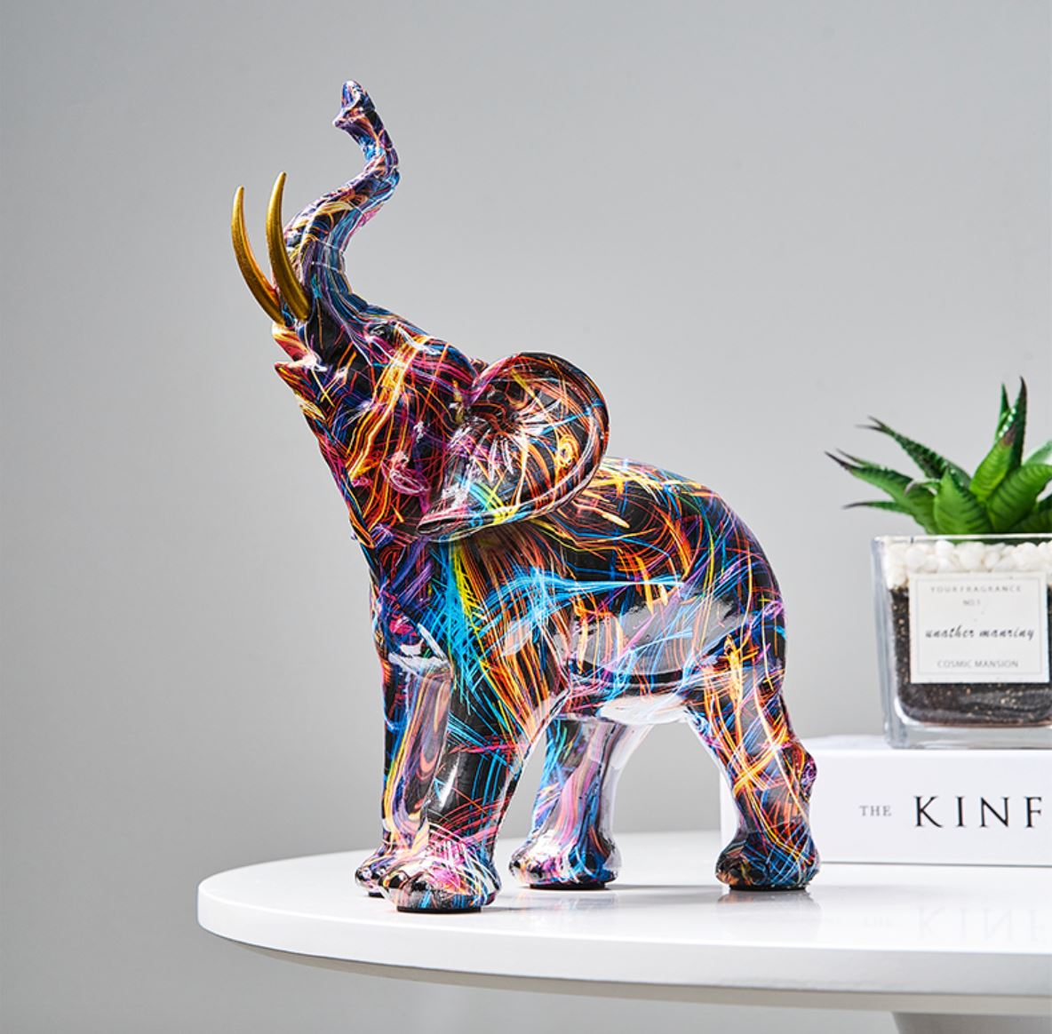 Escultura Elefante Grafite Street & Colors Conceito Collors 8.5cm x 18cm 