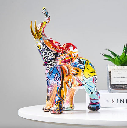 Escultura Elefante Grafite Street & Colors Conceito Street 8.5cm x 18cm 