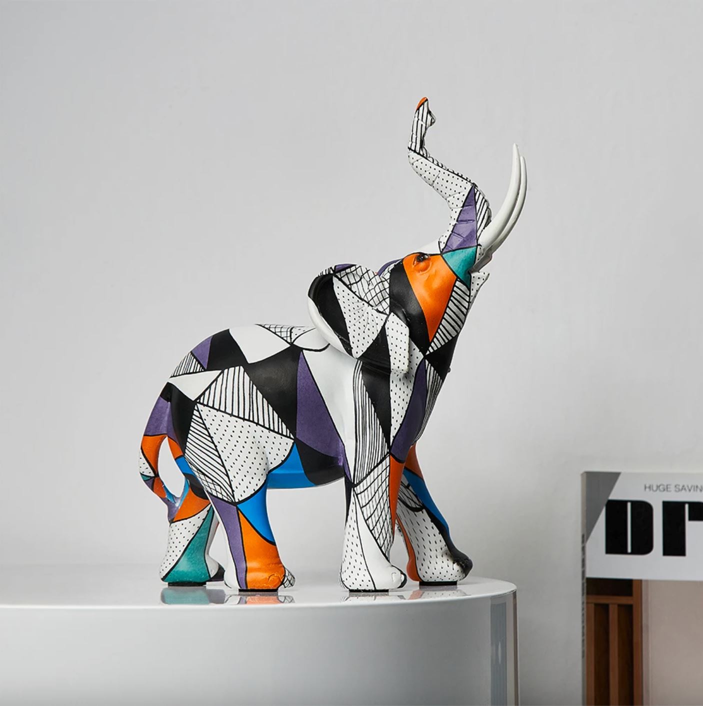 Escultura Elefante Pintura Origami resina projeto-150 