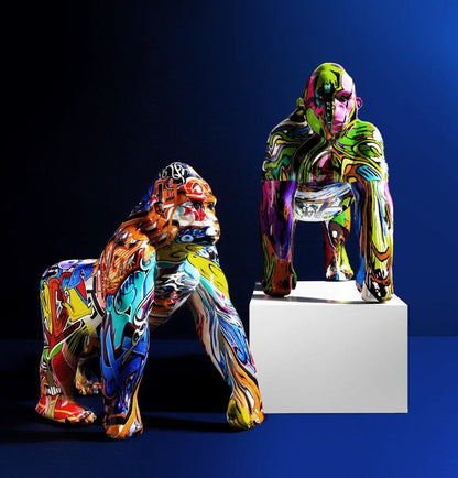 Escultura Gorila Idiamin Grafite Street & Colors projeto-150 