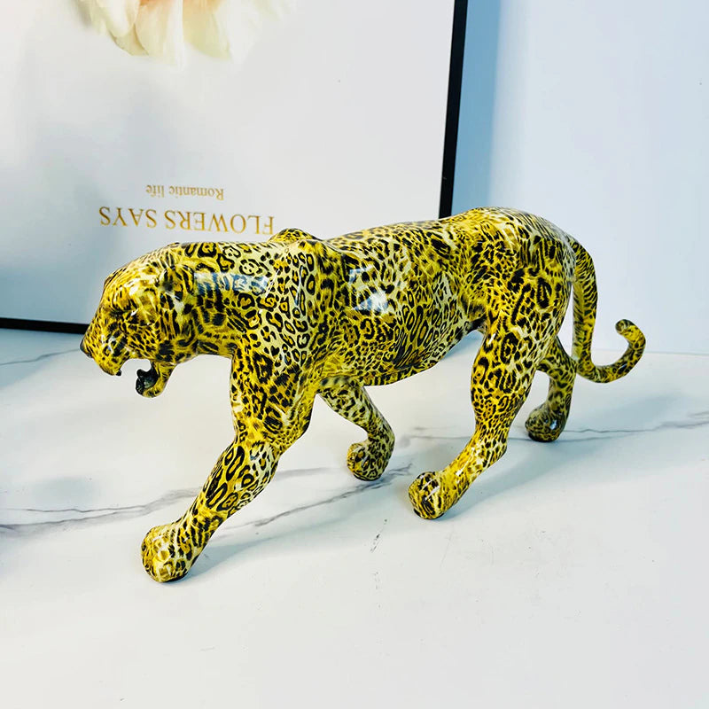 Escultura Leopardo Grafite Street & Colors resina Conceito Pintada 