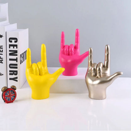 Escultura Libras I Love You (Linguagem de Sinais) resina Conceito 