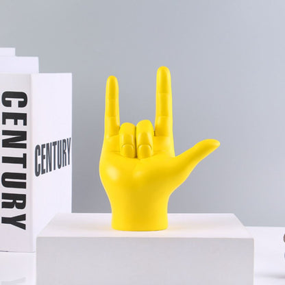 Escultura Libras I Love You (Linguagem de Sinais) resina Conceito Amarelo 
