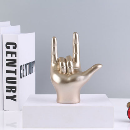 Escultura Libras I Love You (Linguagem de Sinais) resina Conceito Dourado 