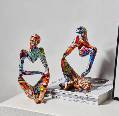 Escultura Pensador Grafite Street & Colors Conceito 