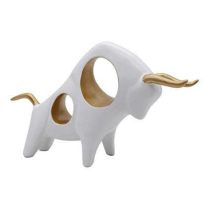 Escultura Touro Vazado Moderno Conceito #2 Branco 