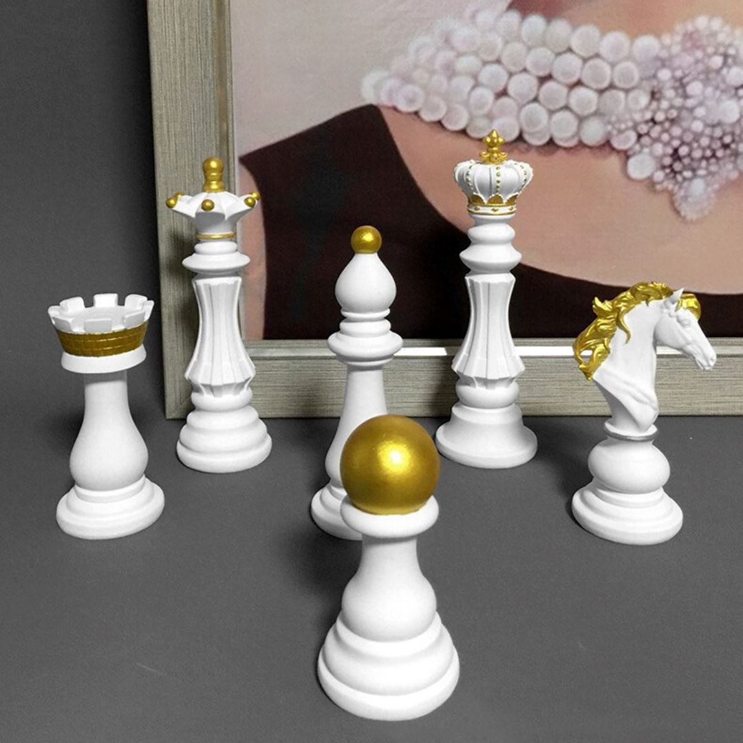 Esculturas Peças de Xadrez (KIt 6 Pçs) Conceito Kit Completo Branco 