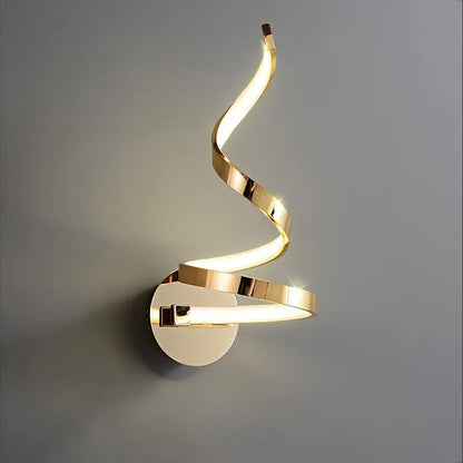 Luminária Arandela Minimalista em Espiral luzes Conceito Dourado Quente 