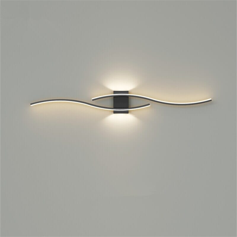 Luminária de Parede Onda Dupla luzes Conceito Preto 100cm 