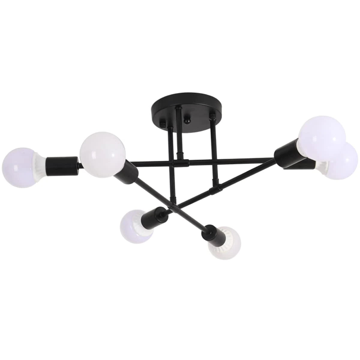 Lustre Luminária de Teto Sputnik Dourado (06 lâmpadas) luzes Conceito Preto - 70cm 