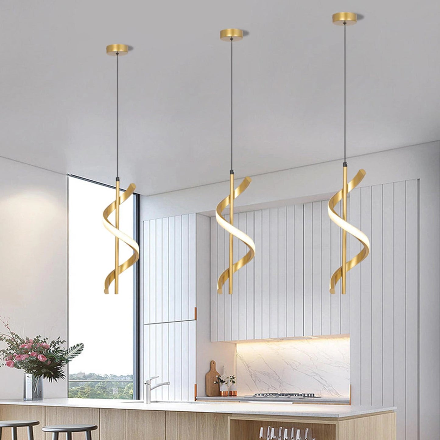 Lustre Pendente em Espiral de Led luzes projeto-150 