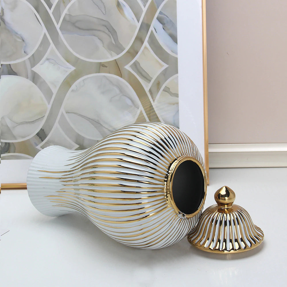 Vaso de Luxo Banhado a Ouro Liz Conceito 30cm 