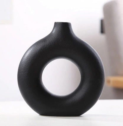 Vaso Decorativo Circular Conceito Preto 23cm 