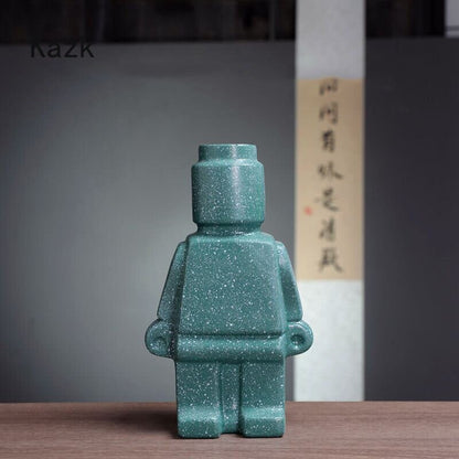 Vaso Decorativo Robô Nórdico Conceito Verde 