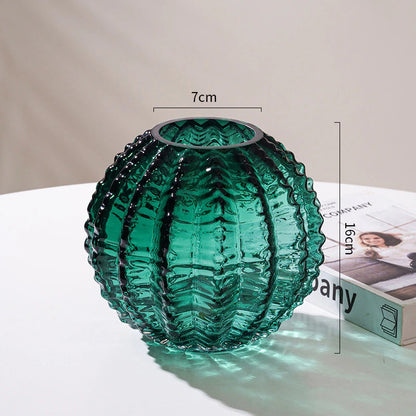 Vaso Luxuoso de Vidro Cactus Minimalista vasos Conceito Verde 16cm 