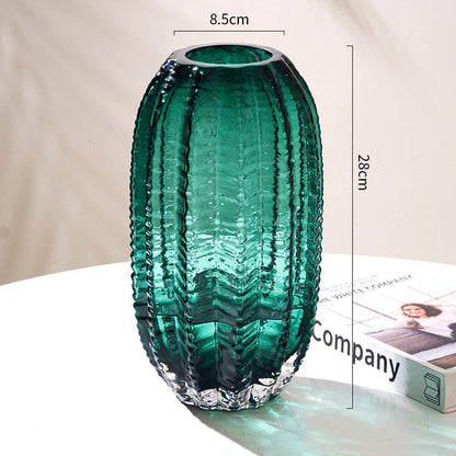 Vaso Luxuoso de Vidro Cactus Minimalista vasos Conceito Verde 28cm 